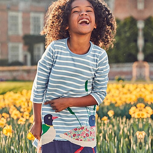 

Kids Girls' Dress Animal A Line Dress Knee-length Dress School Crewneck Long Sleeve Cute Dress 3-7 Years Fall Blue