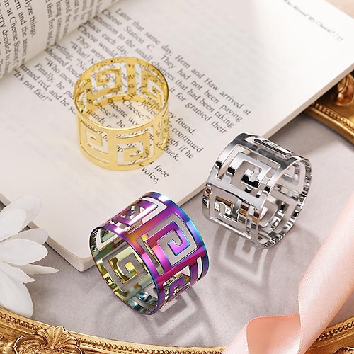 

chinese-style back-shaped creative western food ring iron metal hotel tableware high-end gold hollow napkin ring ring