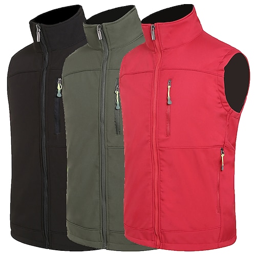 

Men's Women's Fishing Vest Hiking Fleece Vest Sleeveless Outerwear Trench Coat Top Outdoor Thermal Warm Waterproof Ripstop Windproof Winter Zipper Basic POLY Black Army Green Red Work Hunting Ski