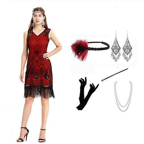 

Il grande Gatsby Ispirato al vintage Il grande Gatsby Vestito del flapper Vestito da Serata Elegante Stile Carnevale di Venezia Per donna Con lustrini Nappa Costume Vintage ▾ Cosplay Festa / Serata