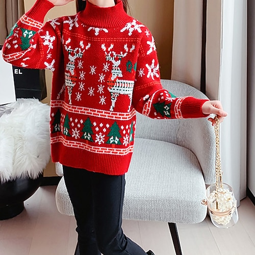 

Toddler Girls' Sweater Ugly School Long Sleeve Fashion 3-7 Years Winter Red