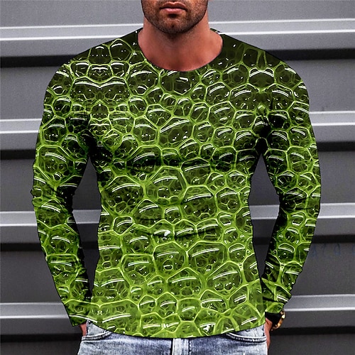 

Men's T shirt Tee Graphic Prints Bubble Crew Neck Green Purple Pink Yellow Royal Blue 3D Print Outdoor Street Long Sleeve Print Clothing Apparel Basic Sports Designer Casual