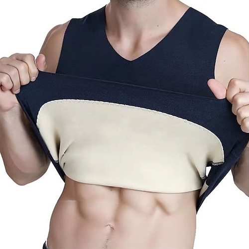 

Men's Thermal Underwear Sleepwear Thermal Shirt Pure Color Basic Fashion Comfort Home Polyester Comfort Warm V Wire Sleeveless Winter Fall Black Light gray