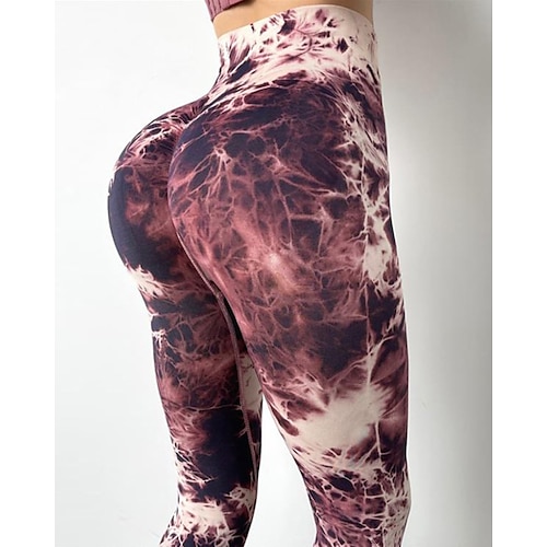 

Women's Leggings Scrunch Butt Tie Dye Butt Lift High Waist Yoga Fitness Gym Workout Leggings Bottoms Green Red Coffee Spandex Sports Activewear High Elasticity Skinny