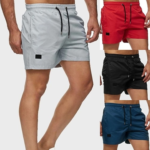 

Men's Swim Shorts Swim Trunks Board Shorts Drawstring Elastic Waist Print Quick Dry Black Blue