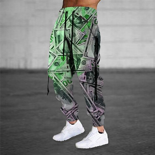 

Men's Sweatpants Joggers Trousers Drawstring Elastic Waist 3D Print Graphic Prints Comfort Sports Outdoor Casual Daily Cotton Blend Streetwear Designer Green Blue Micro-elastic