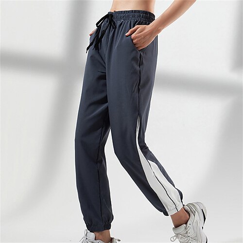 

Women's Joggers Sweatpants Patchwork Drawstring Bottoms Athletic Athleisure Winter Breathable Quick Dry Moisture Wicking Running Jogging Training Sportswear Activewear Color Block Black Blue