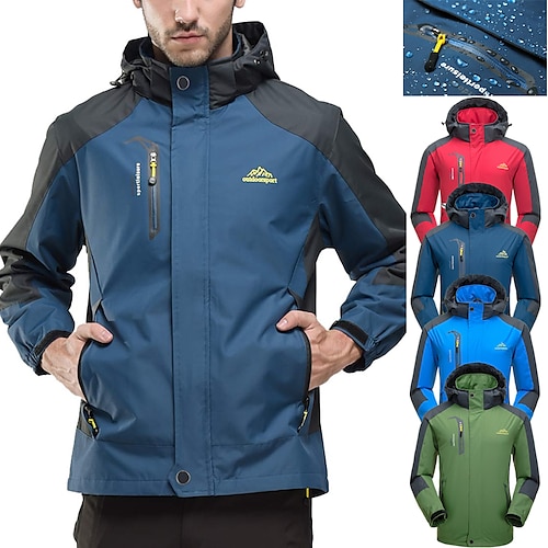 

men's waterproof rain jacket gorpcore windproof raincoat sportswear outdoor hiking traveling cycling detachable hooded trench coat softshell running jackets lightweight thermal warm winter jacket