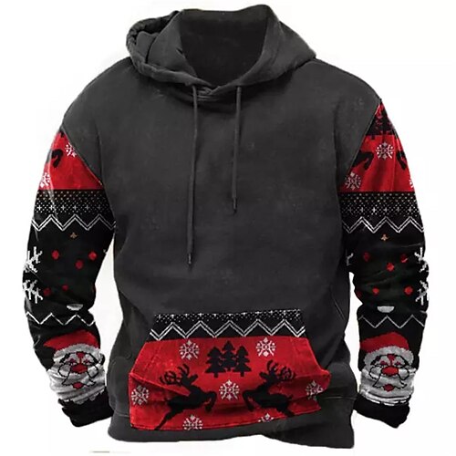 

Men's Pullover Hoodie Sweatshirt Black Hooded Santa Claus Graphic Prints Ugly Christmas Print Daily Sports 3D Print Basic Streetwear Designer Spring Fall Clothing Apparel Hoodies Sweatshirts