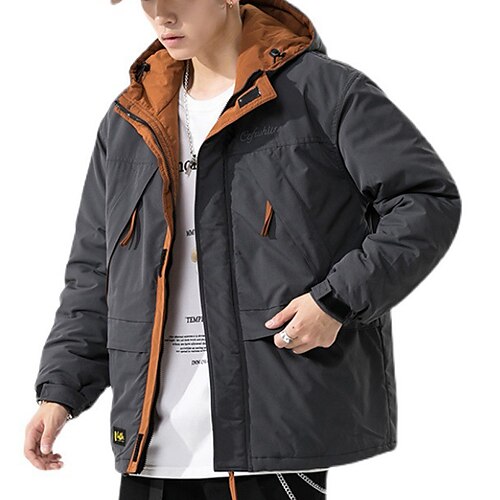 

Men's Padded Hiking jacket Quilted Puffer Jacket Hiking Windbreaker Winter Outdoor Thermal Warm Windproof Breathable Lightweight Outerwear Hoodie Trench Coat Hunting Ski / Snowboard Fishing Black