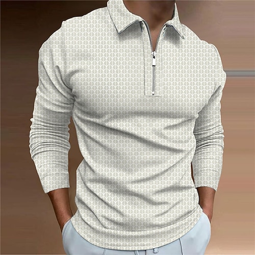 

Men's Collar Polo Shirt Golf Shirt Graphic Prints Turndown Black Blue White 3D Print Outdoor Street Long Sleeve Zipper Print Clothing Apparel Fashion Designer Casual Soft