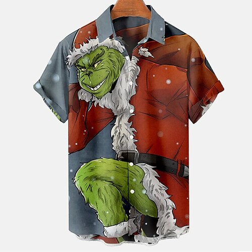 

Homens Camisa Social Desenho Animado Papai Noel Estampas Abstratas Aberto para a Lateral Vermelho Impressão 3D Natal Rua Manga Curta Botão para baixo Imprimir Roupa Moda Designer Casual Macia