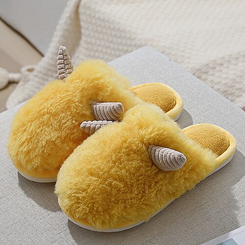 

Women's Slippers Home Christmas House Slippers Fleece Slippers Memory Foam Slippers Winter Flat Heel Round Toe Cute Sweet Polyester Faux Fur Loafer Animal Patterned Yellow Rosy Pink Beige