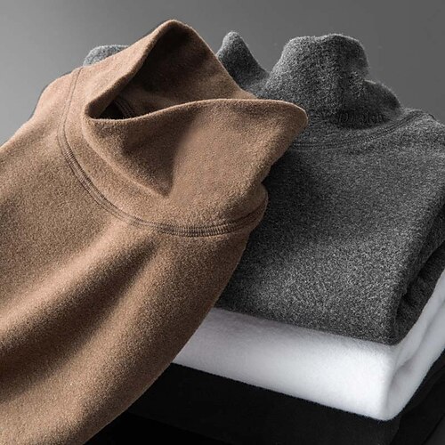 

Men's Turtleneck shirt Solid Colored Turtleneck Black Camel Gray White Street Holiday Long Sleeve Clothing Apparel Fashion Casual Comfortable