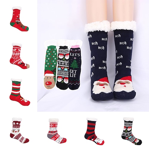 

Christmas Fuzzy Slipper Socks for Men and Women,Thick Warm Fleece Christmas Slipper Socks Xmas Slipper Socks for Christmas Presents, Winter Party