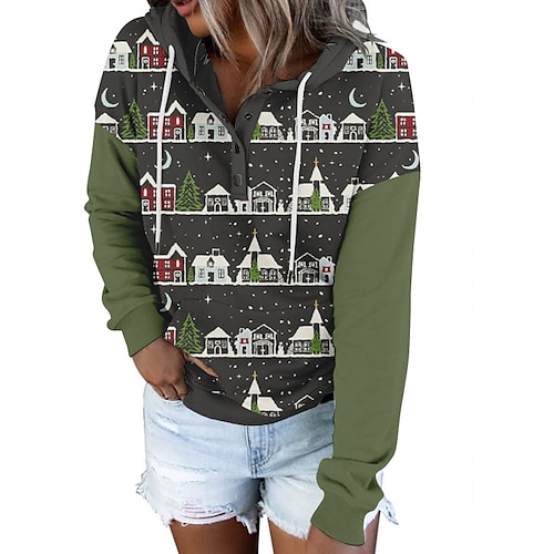 

town Masquerade Hoodie Women's Christmas Christmas Carnival Masquerade Adults' Christmas Vacation Polyester Top