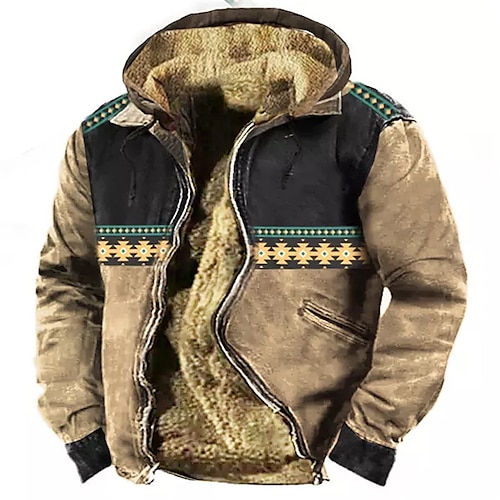 

Homens Full Zip Hoodie Jaqueta moletons grossos Azul Roxo Marron Verde Com Capuz Bloco de cor Estampas Abstratas Zíper Imprimir Desportos e Ar livre Diário Esportes Impressão 3D Tosão Roupa de rua