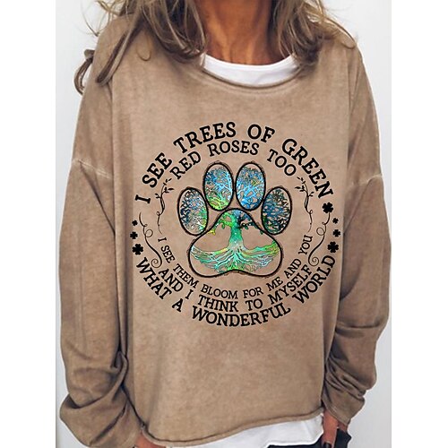 

Women's Sweatshirt Pullover Basic Purple Pink Khaki Graphic Street Round Neck Long Sleeve S M L XL 2XL 3XL