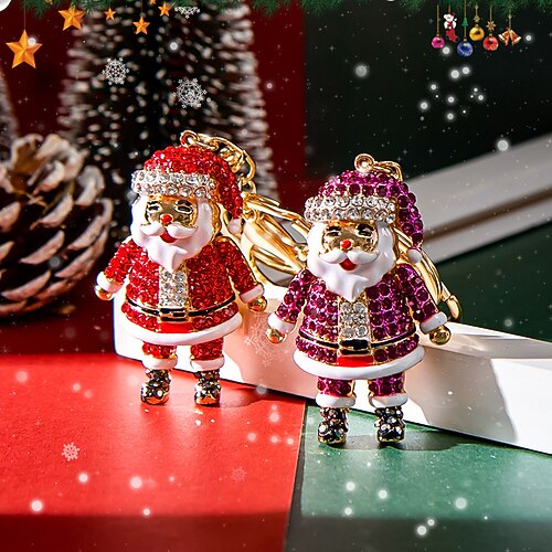 

Korean Fashion Creative New Diamond Inlaid Santa Claus Key Chain Pendant Car Key Chain Decoration