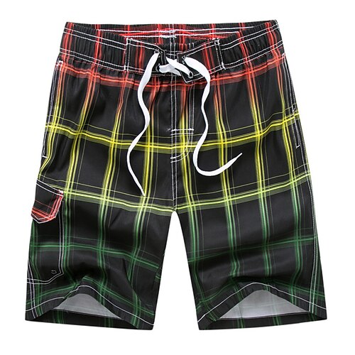 

Herre Surf shorts Badeshorts Sommer shorts Snørelukning med mesh-for Elastisk Talje Ternet Trykt mønster Komfort Åndbart Korte Afslappet Daglig Strand Mode Gade Rød Lilla Mikroelastisk