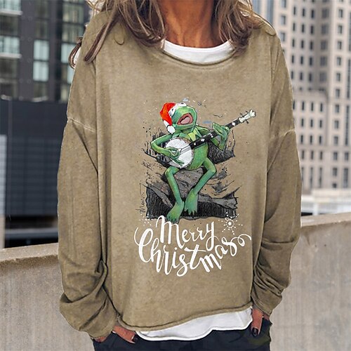 

Women's Sweatshirt Pullover Basic Black Khaki Gray Graphic Street Round Neck Long Sleeve S M L XL 2XL 3XL