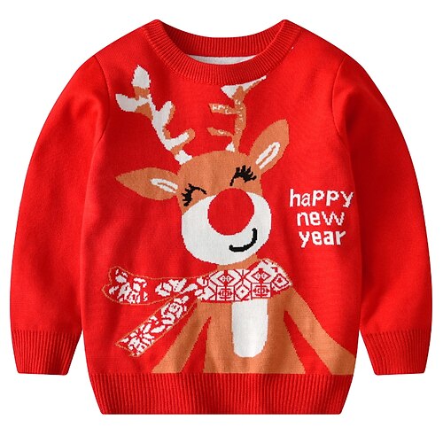 

Toddler Boys Ugly Christmas Sweater Cartoon Long Sleeve Casual Adorable Blue Winter Clothes 7-13 Years