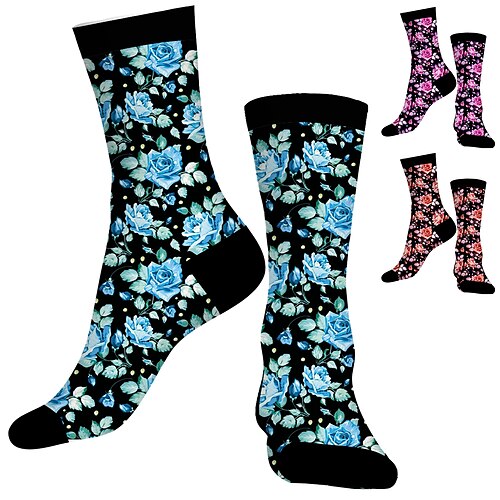 

Socks Compression Socks Cycling Socks Athletic Socks Funny Socks Novelty Socks Men's Women's Bike / Cycling Breathable Anatomic Design Wearable 1 Pair Floral Botanical Cotton Rosy Pink Orange Blue S