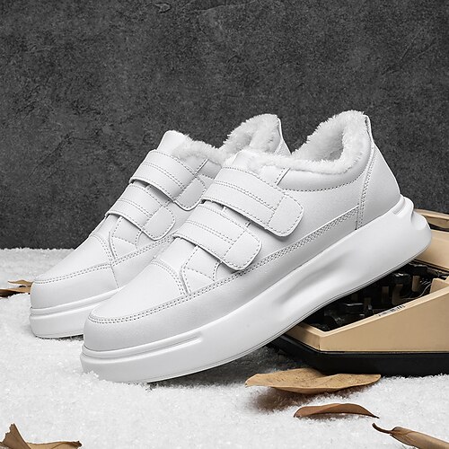 

Men's Sneakers Sporty Look Comfort Shoes Platform Sneakers Fleece lined Casual Athletic Walking Shoes PU Warm Black White Winter