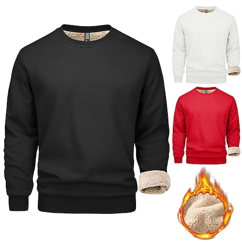 

Homme Sweat shirt Sweat Noir Rouge Blanche Col Ras du Cou Couleur unie Sport Loisir Des sports Vêtement de rue Polaire basique Casual Polaire fine Hiver Vêtement Tenue Pulls Capuche Pulls