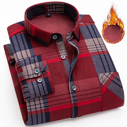 

Men's Dress Shirt Flannel Shirt Plaid Shirt Tartan Turndown A B C D E Print Work Casual Long Sleeve Color Block Button-Down Clothing Apparel Fashion Business Elegant Formal