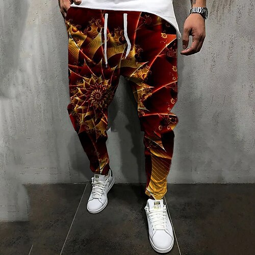 

Men's Joggers Trousers Casual Pants Drawstring Elastic Waist 3D Print Graphic Prints Flower / Floral Comfort Casual Daily Streetwear Basic Fashion Blue Brown Micro-elastic