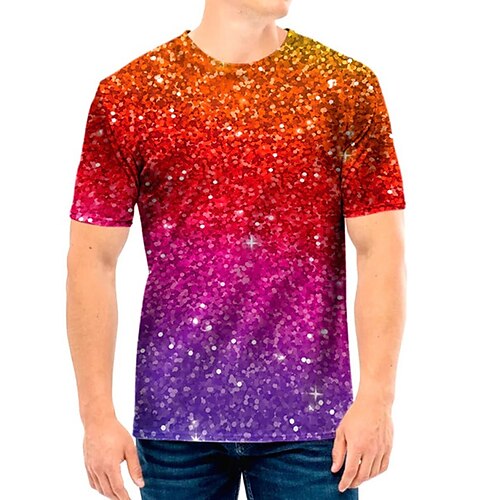 

Men's T shirt Tee Gradient Graphic Prints Crew Neck Red 3D Print Outdoor Street Short Sleeve Print Clothing Apparel Sports Designer Casual