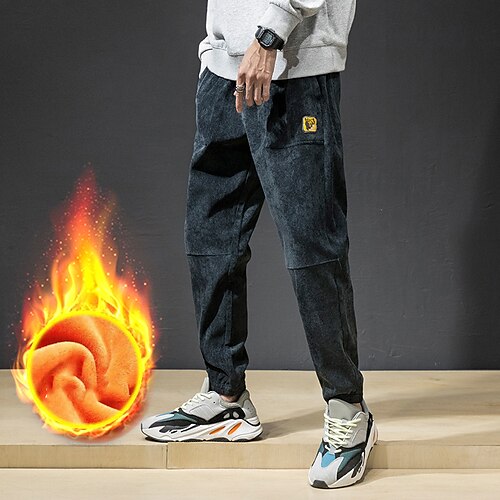 

Men's Fleece Pants Winter Pants Trousers Casual Pants Drawstring Elastic Waist Straight Leg Solid Colored Comfort Warm Sports Outdoor Casual Daily Streetwear Stylish Black Coffee Micro-elastic