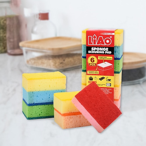 

New color double-sided scouring pad sponge wipe non-stick pan cleaning brush dish brush kitchen non-stick oil lazy rag