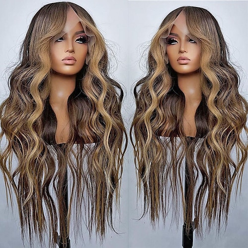 

Remy Human Hair 13x4 Lace Front Wig Free Part Brazilian Hair Wavy Multi-color Wig 130% 150% Density with Baby Hair Highlighted / Balayage Hair Natural Hairline 100% Virgin Pre-Plucked For wigs for