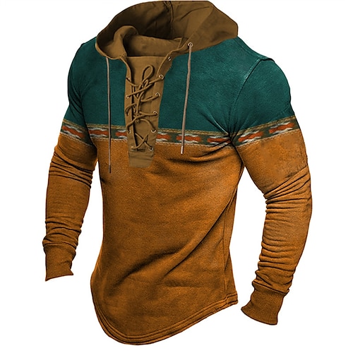 

Herren Hoodie Sweatshirt Kapuze Zur Seite fahren Braun Mit Kapuze Farbblock Grafik-Drucke mit Schnürung Bedruckt Casual Täglich Sport 3D-Druck Basic Strassenmode Designer Frühling Herbst Bekleidung