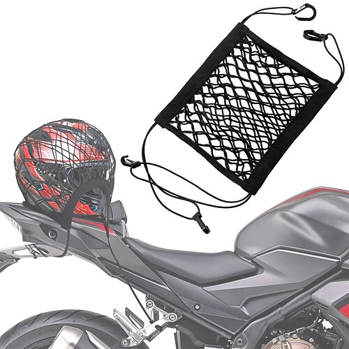 

Upgrade Cargo Net for Motorcycle Helmet Storage 10X11 High-Elastic Double Layer Bungee Net with 4 Strong Hooks Luggage Strap Rack Expansion Organizer Net Pocket for Motorbike Trike Cycle