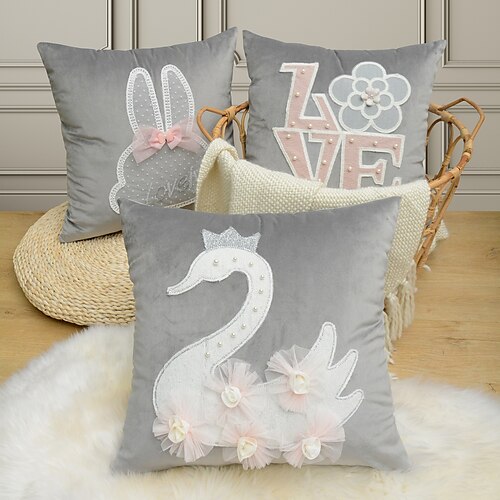 

Letter&Animal Jacquard Pillow Cover Decorative Pillowcase Throw Cushion Cover for Sofa Couch Bed Bench Living Room 1PC