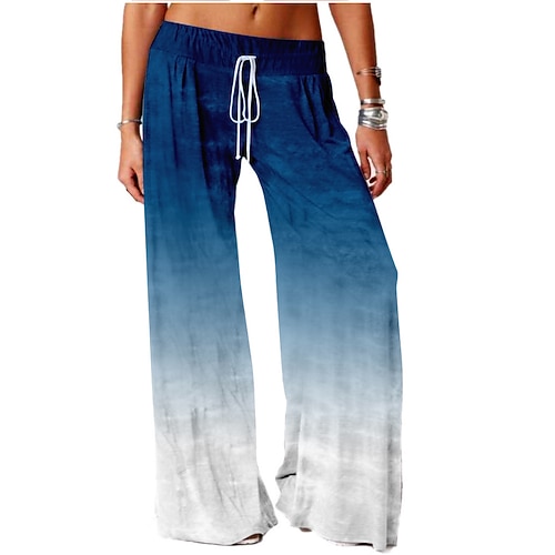 

Women's Wide Leg Pants Trousers Dark Yellow Gray yellow Light Sky Blue High Waist Casual Daily Yoga Baggy Full Length Outdoor Gradient S M L XL XXL