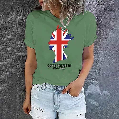 

Women's T shirt Tee Green Pink Light Green Graphic Letter Print Short Sleeve Daily Holiday Basic Round Neck Regular Portrait S