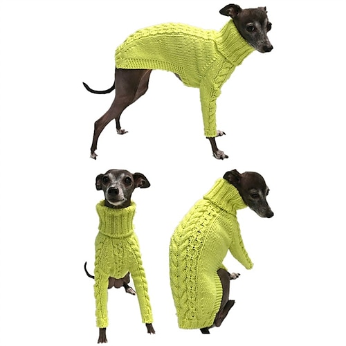 

Suéter de punto de color sólido para perros y mascotas, suéter cálido de moda de cuello alto para otoño e invierno