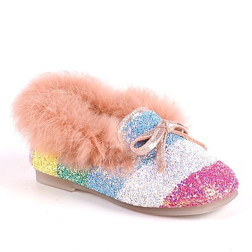 

Girls' Heels Daily Fluff Lining Princess Shoes Synthetics Big Kids(7years ) Little Kids(4-7ys) School Party Daily Outdoor Dancing Sequin Balck Pink Winter Fall