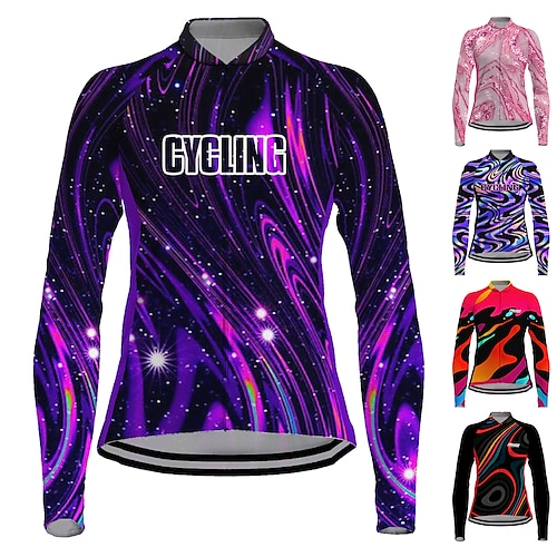 

21Grams Women's Cycling Jersey Long Sleeve Bike Jersey Top with 3 Rear Pockets Mountain Bike MTB Road Bike Cycling Breathable Quick Dry Moisture Wicking Reflective Strips Black Purple Rosy Pink