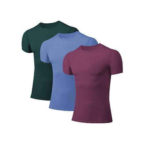 

Men's Compression Shirt 3 Pack Short Sleeve Compression Clothing Casual Athleisure Spandex Breathable Quick Dry Lightweight Fitness Gym Workout Running Sportswear Activewear Solid Colored Dark Grey
