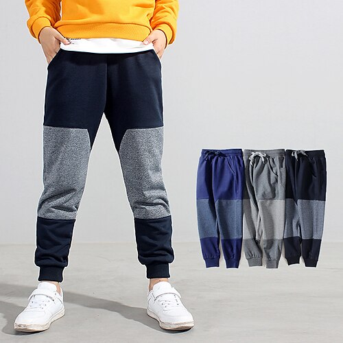 

Kids Boys Sweatpants Trousers Color Block Comfort Pants Outdoor Cotton Sports Blue Navy Blue Gray Mid Waist / Winter / Fall