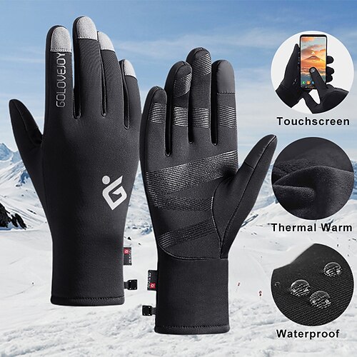 

REXCHI Winter Gloves Bike Gloves Cycling Gloves Winter Full Finger Gloves Anti-Slip Touchscreen Thermal Warm Waterproof Sports Gloves Mountain Bike MTB Road Cycling Camping / Hiking Black Grey for