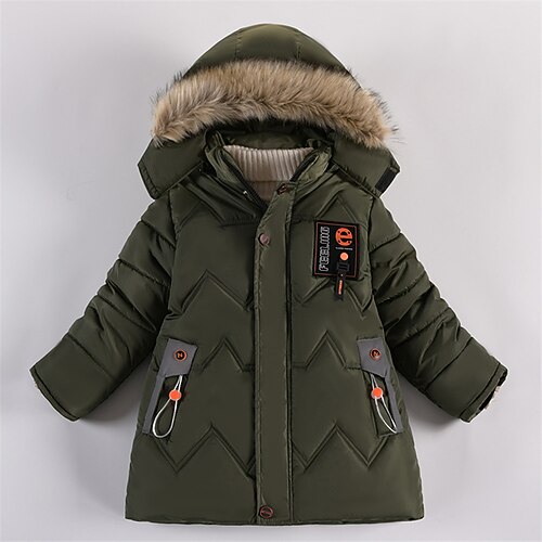 

Toddler Boys Hoodie Jacket Outerwear Letter Long Sleeve Coat Casual Cotton Basic Green Black Blue Winter Fall 3-7 Years
