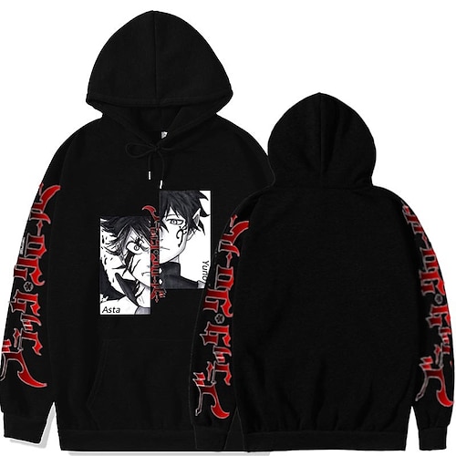 

Inspired by Black Clover Asta Hoodie Cartoon Manga Anime Front Pocket Graphic Hoodie For Men's Women's Unisex Adults' Hot Stamping 100% Polyester