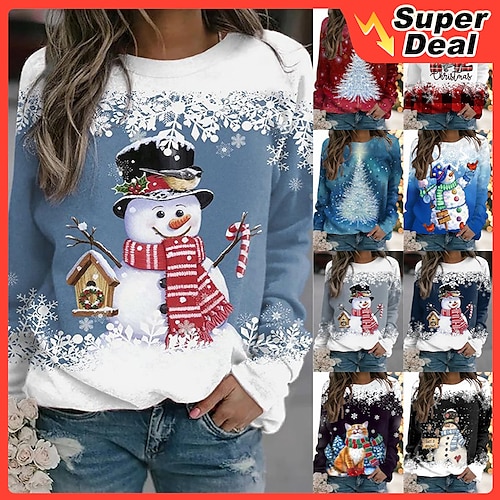 

Women's Hoodie Mixed Color Christmas Regular Winter White and Blue Azure White / Black Gradient red Gradient blue