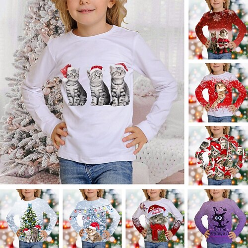 

Kids Girls' Ugly Christmas Hoodie Animal Outdoor 3D Print Long Sleeve Pocket Fashion 3-13 Years Winter Multicolor Green Black